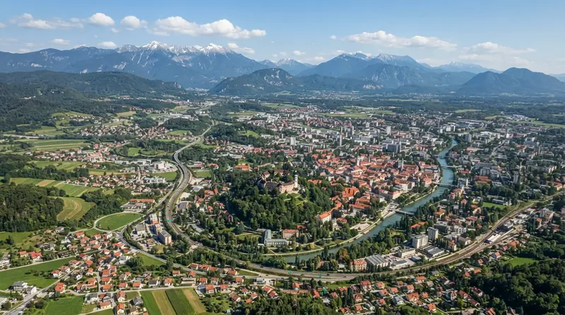 Pogled iz vazduha na region Centralna Slovenija, Slovenija — kombi prevoz iz Srbije do Centralne Slovenije